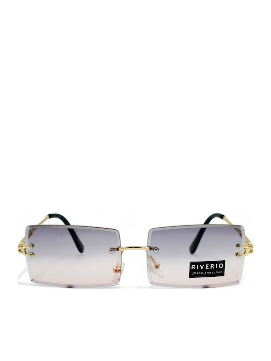 Riverio Unisex Γυαλιά Ηλίου με Χρυσό Μεταλλικό Σκελετό και Χρυσό Ντεγκραντέ Φακό RV42343