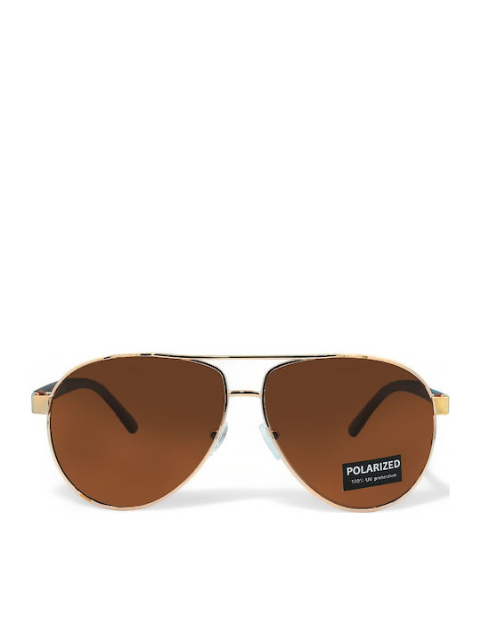 Riverio Men's Sunglasses with Gold Metal Frame and Gold Polarized Lens RV6042571