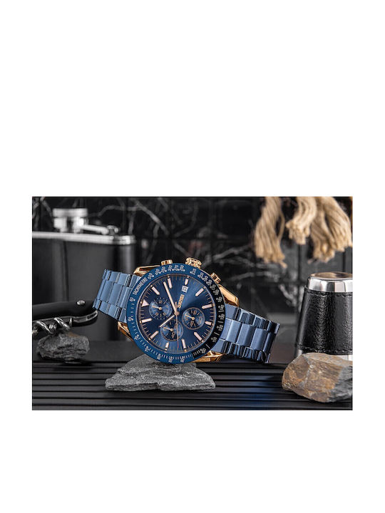 Skmei Men's Watch Battery with Blue Metal Bracelet
