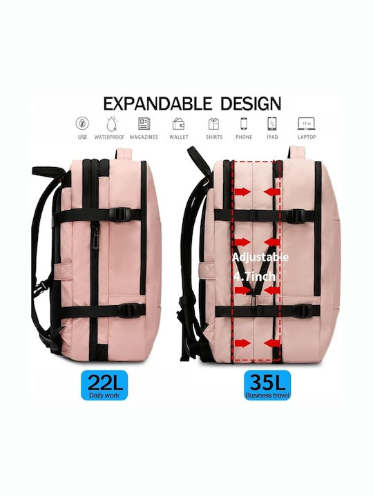 Bange 1908 Wasserdichte Rucksack für Laptop 17.3" mit USB-Anschluss in Rosa Farbe