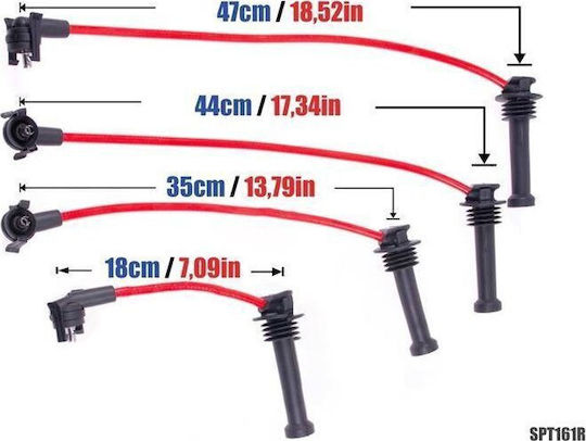 Powertec Запалителни Кабели Ford Escort Fiesta Mondeo Puma 90-98 Червени
