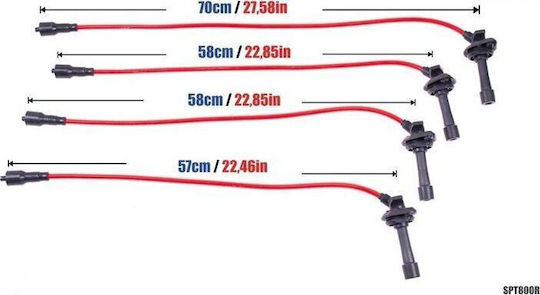 Запалителни кабели Powertec за Subaru Impreza Sti Ej20 97-00 Червени