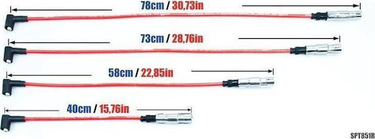 Powertec Ignition Wires Powertec Audi A3 A6 Seat Leon VW Golf 1.6 2.0L Red