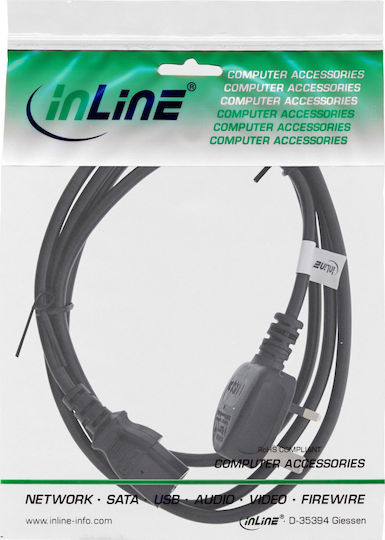 Inline Power Cable UK England Plug to 3-Pin IEC C13 Black 5m