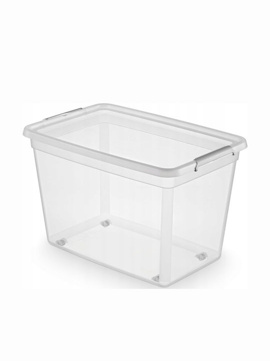 Moxom Plastic Storage Box with Wheels and Lid Transparent 58x39x35cm 1pcs