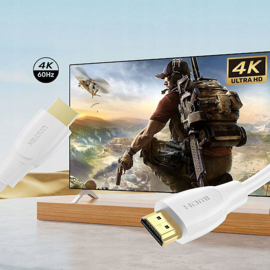 Unitek HDMI 2.0 Premium Високоскоростен 4K 60Hz HDR Кабел HDMI Мъжки - HDMI Мъжки 1.5м Бял