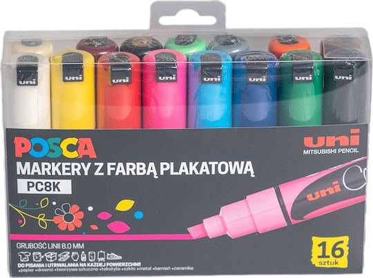 Uni-Ball Pc 8k Μαρκαδόροι Υπογράμμισης Πράσινοι Σετ 16τμχ