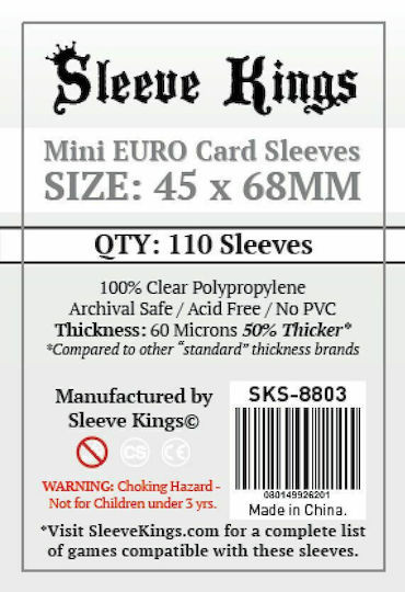 Sleeve Kings Game Accessory Mini Euro Card Sleeves 45x68mm 110 Pack