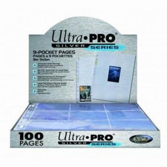 Ultra Pro 9-Pocket Page Silver Card Pages 9-Pocket Standard Size Διάφανη