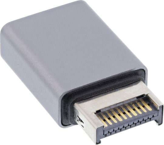 Inline USB 3.2 Adapter Internes USB-E Frontpanel Stecker auf USB-C Buchse