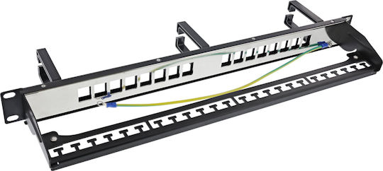 Inline Inline Patch Panel Cat.6a 16-way 3 Στηρίγματα 16 Keystones 19" 1u Μαύρο