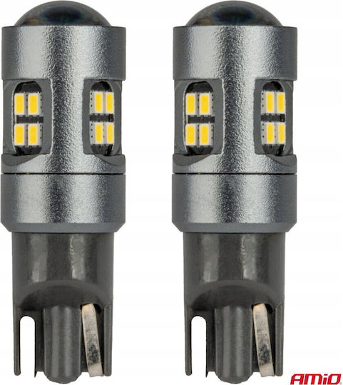 AMiO Лампи Автомобила T10 / W5W Canbus LED 5500К Хладно бяло 12-24V 2бр