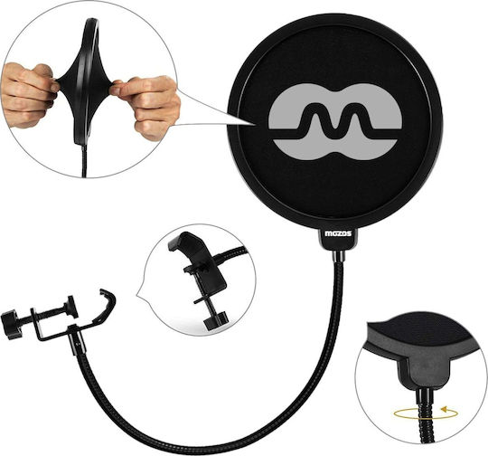 Mozos Mozos Επιτραπέζιο Τρίποδο Sb38-bk + Φίλτρο Ποπ Μικροφώνου Ps-1