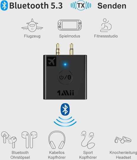 Πομπός Ήχου Bluetooth Αεροπλάνου Inline Inline Bt 5.0 Aptx Hd Ll Προσαρμογέας Πτήσης Θήκη Φόρτισης