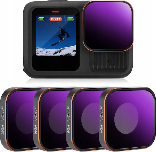 ND Gray Filter Set 4 1 Nd4 Nd8 Nd16 Nd32 Gopro Hero 13 12 11 10 9 Sku.2320