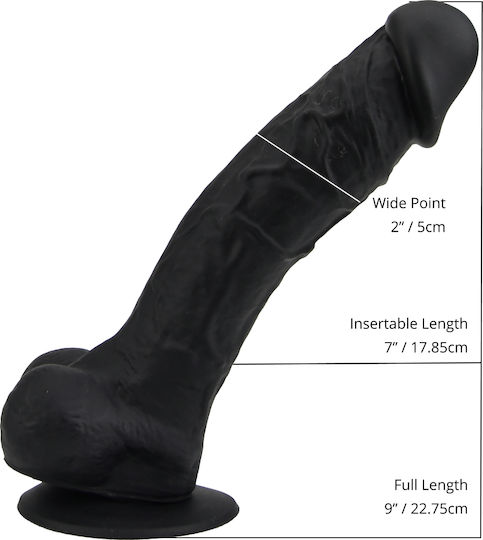 Loving Joy Ρεαλιστικό Dildo με Όρχεις Μαύρο 23cm