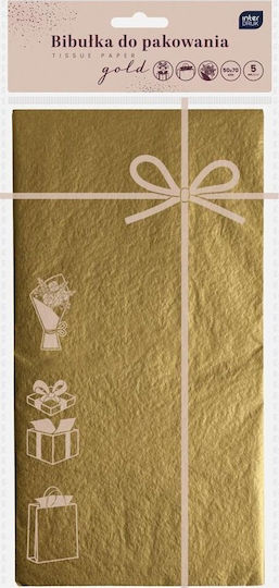 Interdruk Wrapping Paper 50x70cm 5 Sheets Gold