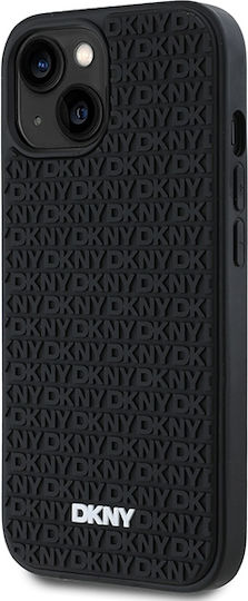 DKNY Repeat Pattern Umschlag Rückseite Kunststoff Schwarz (iPhone 15)