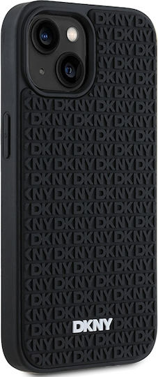 DKNY Repeat Pattern Umschlag Rückseite Kunststoff Schwarz (iPhone 15)