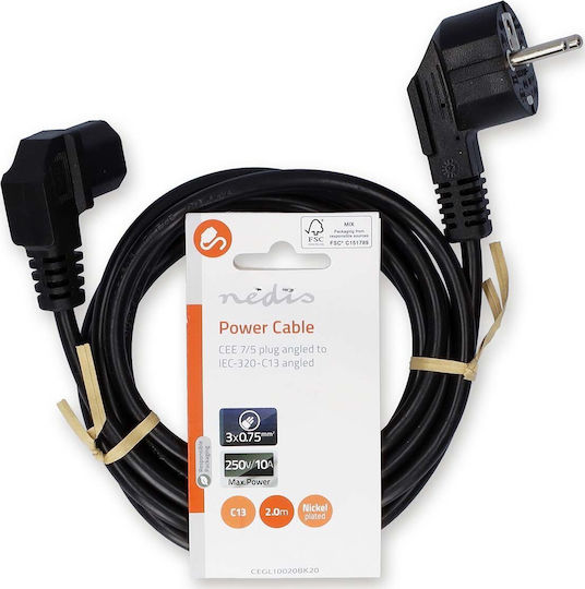 Nedis - IEC 320 Cable 2m Μαύρο (CEGL10020BK20)
