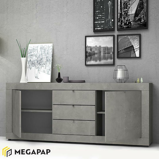 Sideboard Ocean Wooden with Drawers Charcoal 210x45x86cm