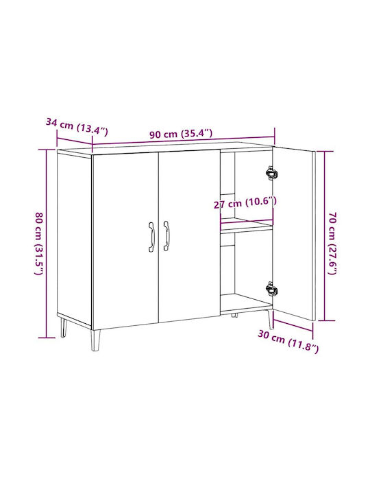 Sideboard Wooden Coffee 90x34x80cm