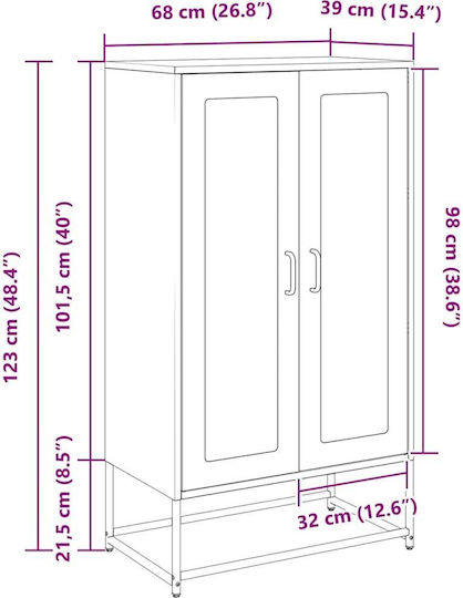 Sideboard made of Metal White 68x39x123cm