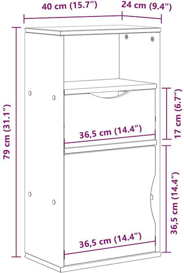 Sideboard made of Solid Wood with Drawers Coffee 40x24x79cm