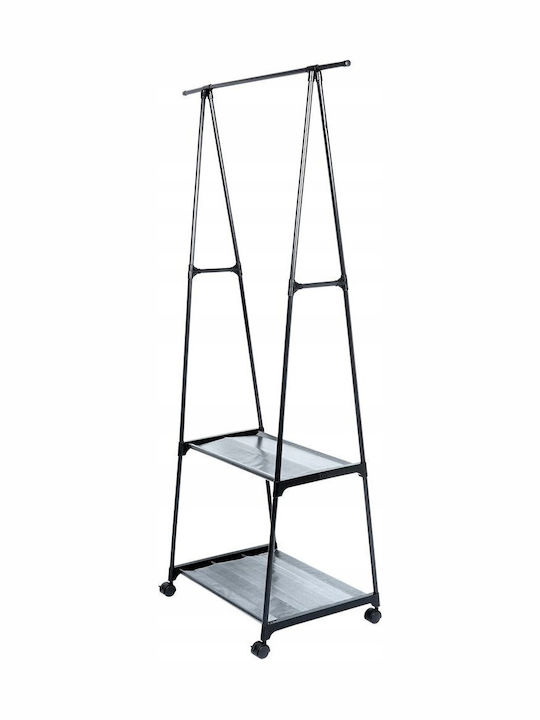 Vilde Wheeled Floor Garment Rack made of Metal Black 88x44x160cm