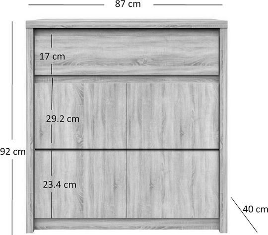 Μπουφές Norton Ξύλινος με Συρτάρια Δρυς 87x40x91.5cm