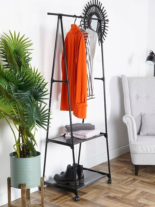 Vilde Wheeled Floor Garment Rack made of Metal Black 88x44x160cm