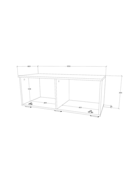Bufet Kos Alb/stejar Artisan 95x40x39cm