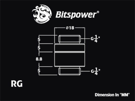 Bitspower 1/4" Μαύρο Ματ Bp-mbrg
