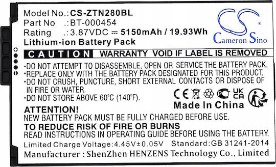 Cameron Sino Battery Bt-000454 Bt-000454-72 for Zebra Printer Tc15 Tn28 U30 Cs-ztn280bl