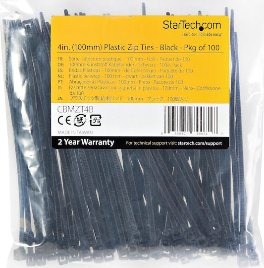 StarTech Νάιλον Δεματικά Καλωδίων Πλαστικά σε Μαύρο χρώμα (100τμχ) (CBMZT4B)