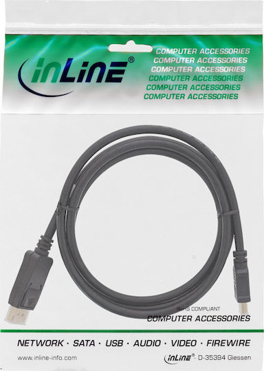 Inline DisplayPort To HDMI Converter Cable Adapter Black 1.5m
