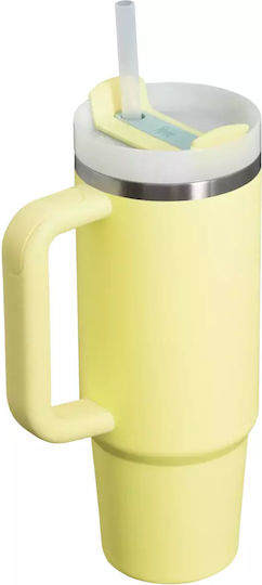 Stanley Quencher H2.0 FlowState Handled Tumbler Θερμός Ανοξείδωτο BPA Free 890ml Pomelo με Καλαμάκι και Λαβή