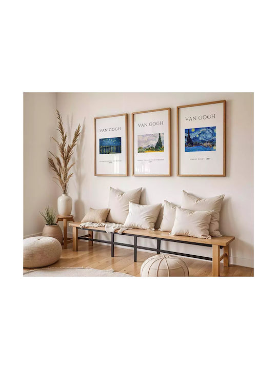 Poster & Frame Van Gogh Starry Night On Rhone Art004 30x40cm Black Wooden Frame Poster