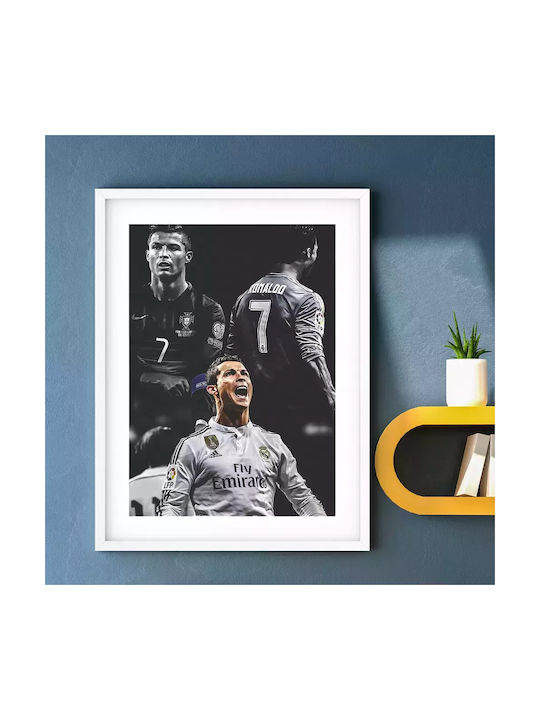 Poster Cristiano Ronaldo Sc034 30cm X 40cm Black Wooden Frame