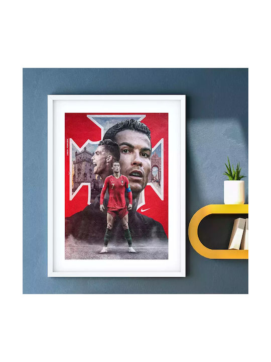 Poster Cristiano Ronaldo Sc046 30cm X 40cm Λευκό Ξύλινο Κάδρο