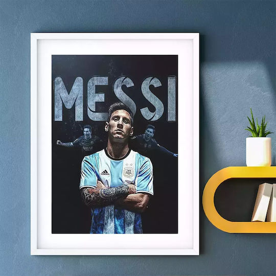 Poster Messi Sc001 21cm X 30cm Μαύρο Ξύλινο Κάδρο