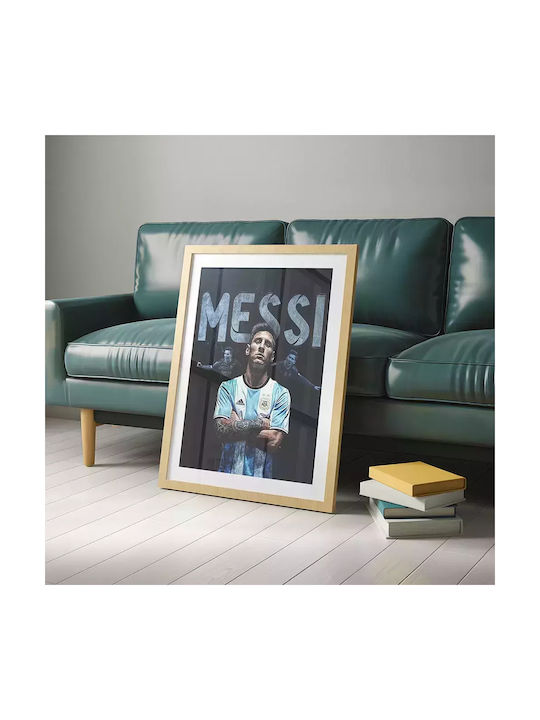 Poster Messi Sc001 21cm X 30cm Black Wooden Frame