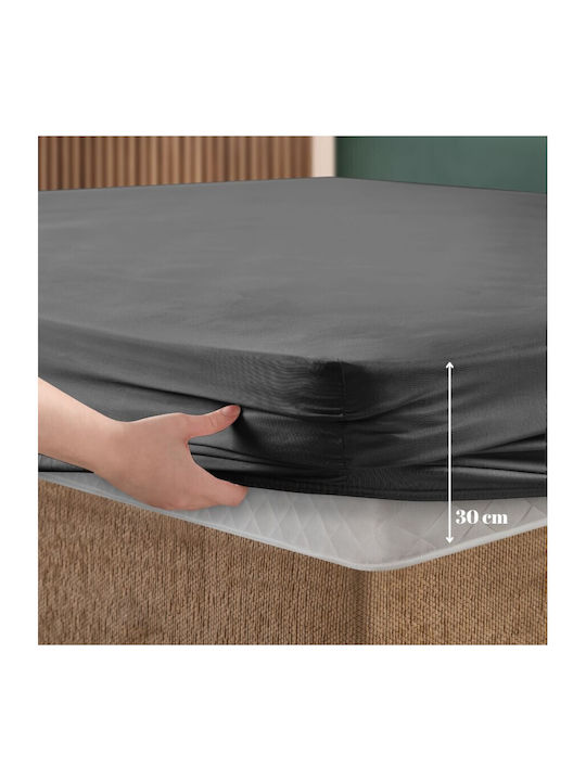 First Choice Bettwäsche-Set mit 1 Kissenbezug Semi-Doppel mit Gummiband 120x200cm. Anthracite 2Stück