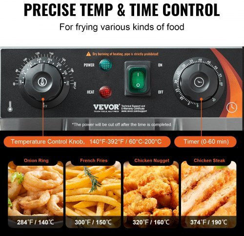 Vevor Electric Fryer 3kW Capacity 9lt