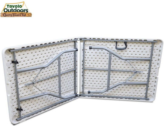 Bakaji Tabelle Metall für Camping Klappbar Campingmöbel 183x76x72cm Weiß