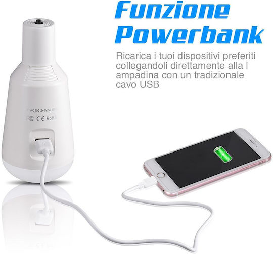 Bakaji Battery Lamp USB E27 LED Light Emergency Camping Lamp Powerbank 02833491