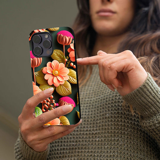 Sonique 3D Blumen-Serie Hülle für Motorola Moto G72 Lachsfarben
