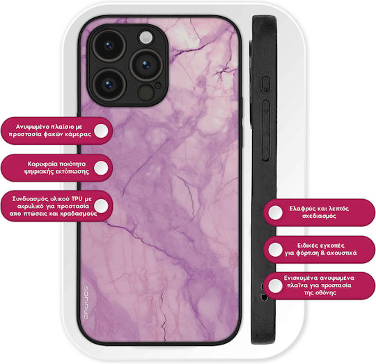 Калъф Sonique Marble Series за Motorola Moto E22 4G Виолетов