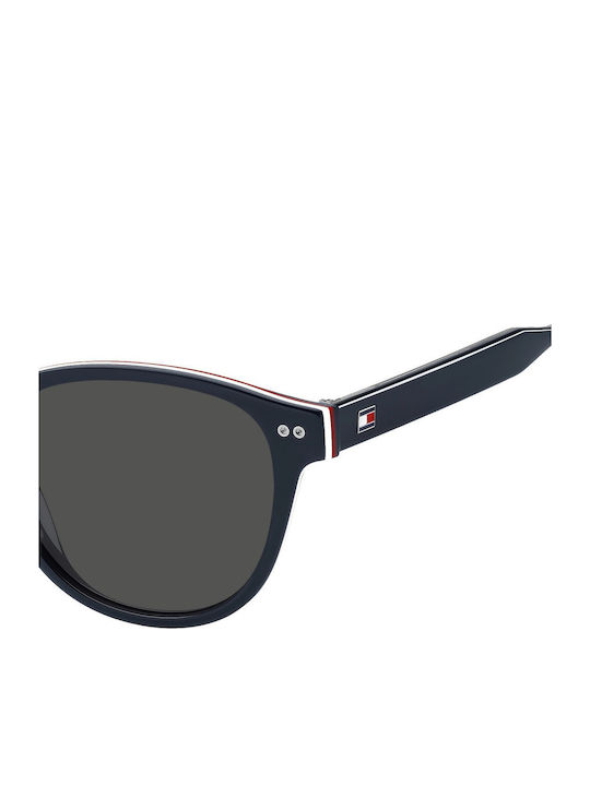 Tommy Hilfiger Men's Sunglasses with Navy Blue Horn-Rimmed Frame and Grey Lenses