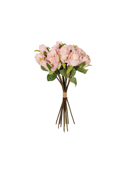 Globostar Künstlicher Garten Rosa Rosenstrauß 21081 Dekorativer Künstlicher Rosa Rosenstrauß H36cm